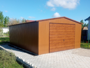 Garaj metalic 4x6m culoare stejar auriu